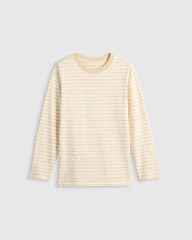 Oatmeal Stripe 100% Organic Cotton Jersey Long Sleeve Tee