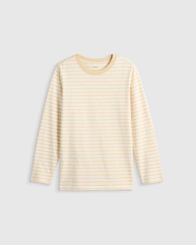 Oatmeal Stripe 100% Organic Cotton Jersey Long Sleeve Tee