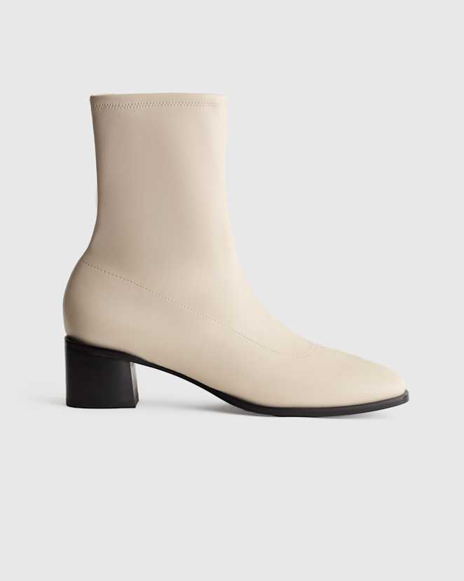 Bone Italian Leather Stretch Sock Bootie
