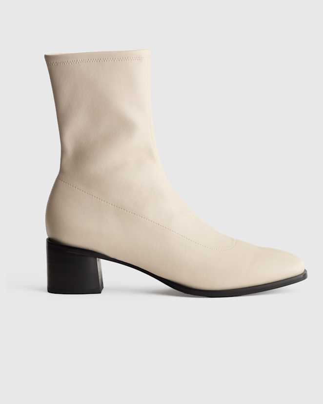 Bone Italian Leather Stretch Sock Bootie