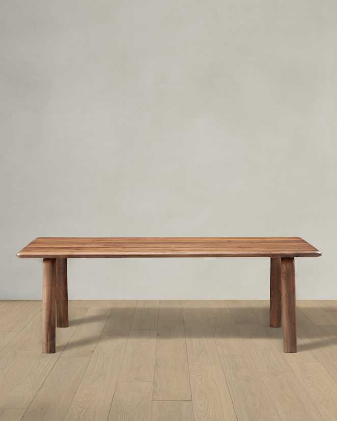 Brown Walnut Solid Wood Dining Table with Rounded Legs