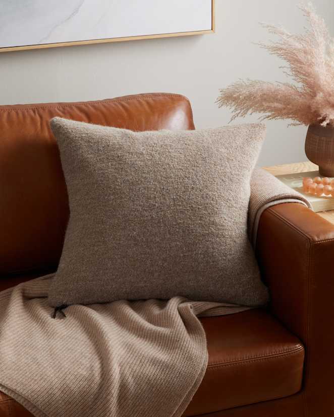 Heather Oatmeal Alpaca Boucle Pillow Cover