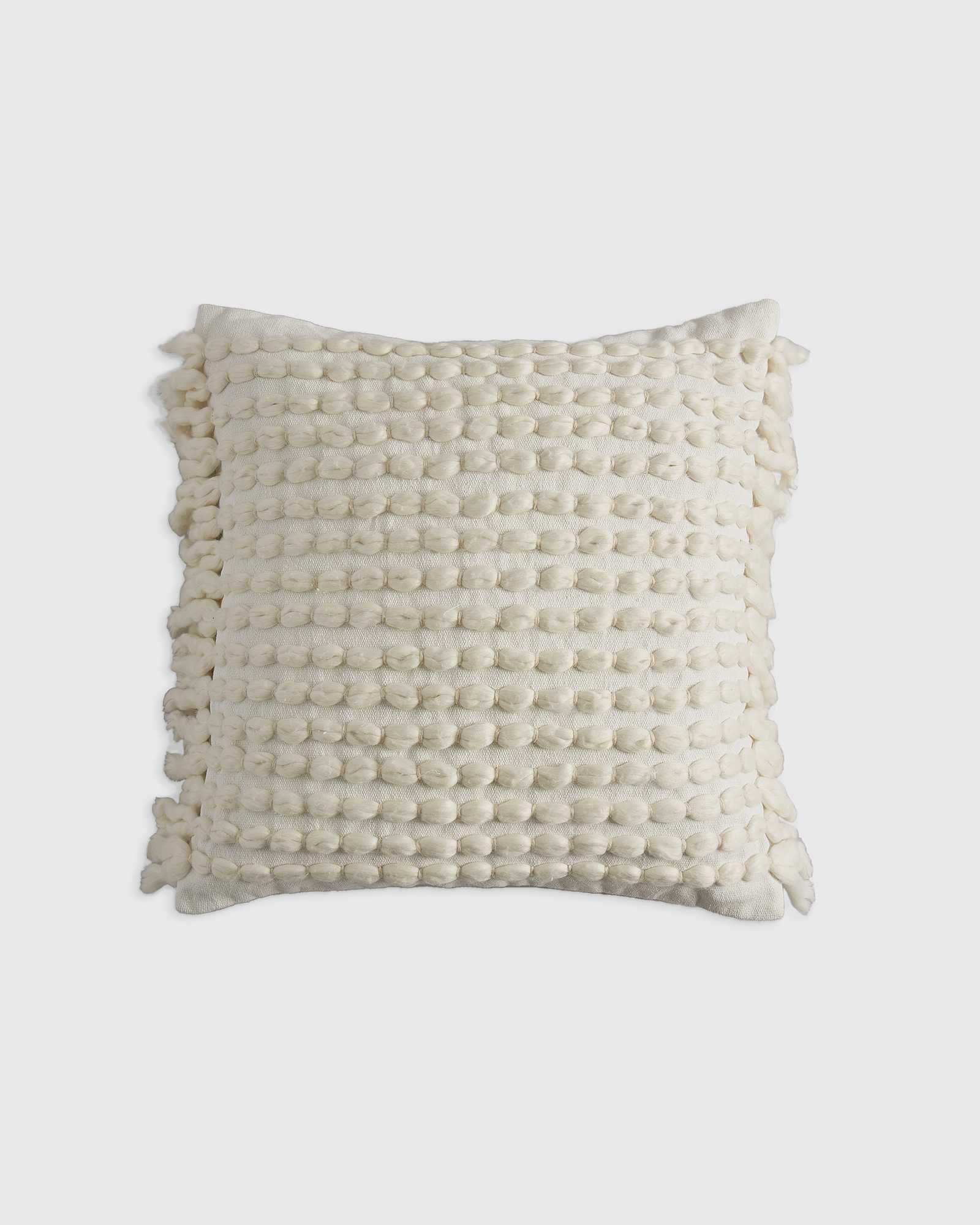 ivory Dana Wool Fringe Pillow Cover