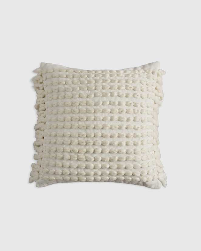Ivory Dana Wool Fringe Pillow Cover