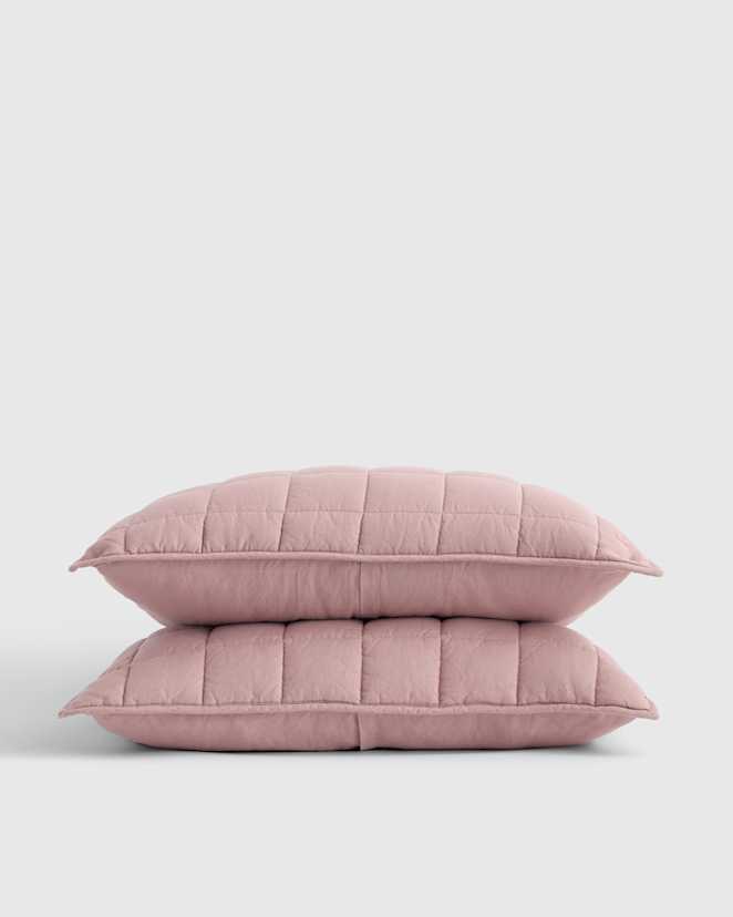 Dusty Mauve European Linen Box Quilted Sham Set