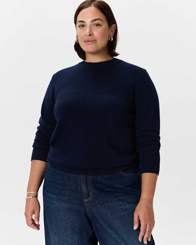 True Navy Mongolian Cashmere Crewneck Sweater