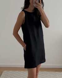 European Linen Tank Mini Dress Black Jamie-Lee Burns 4x5 Thumbnail