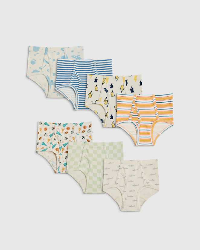 Boy Mix Prints Ensemble de 7 culottes classiques 100 % coton biologique pour garçons