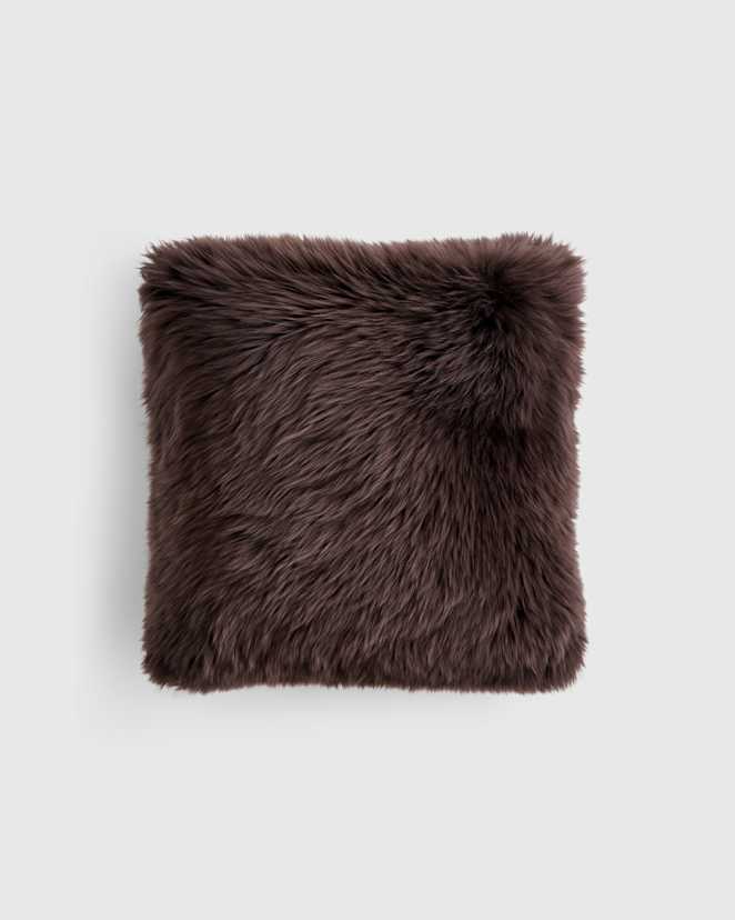 Dark Brown Natural Sheepskin Accent Pillow Cover