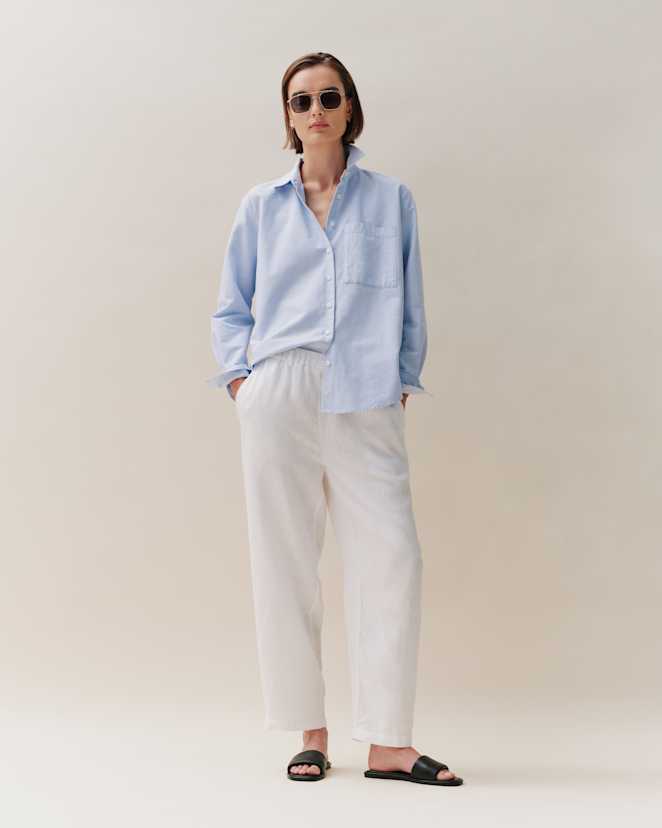 White 100% European Linen Pants