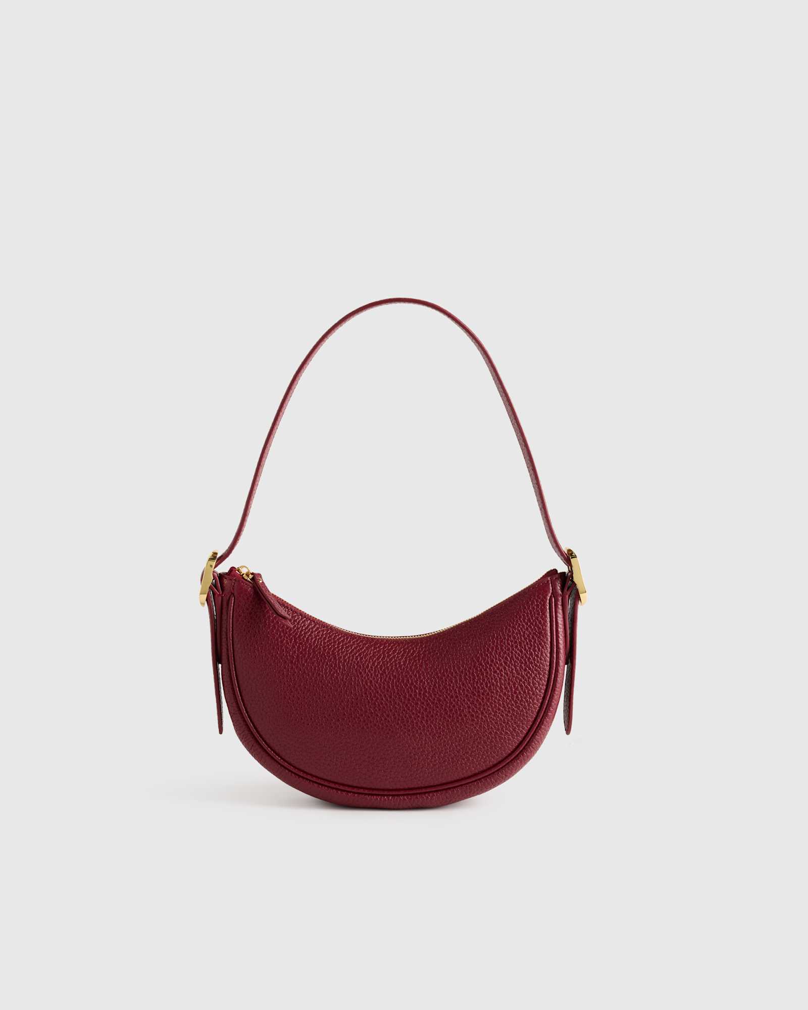 Garnet Red Italian Leather Mini Crescent Shoulder Bag