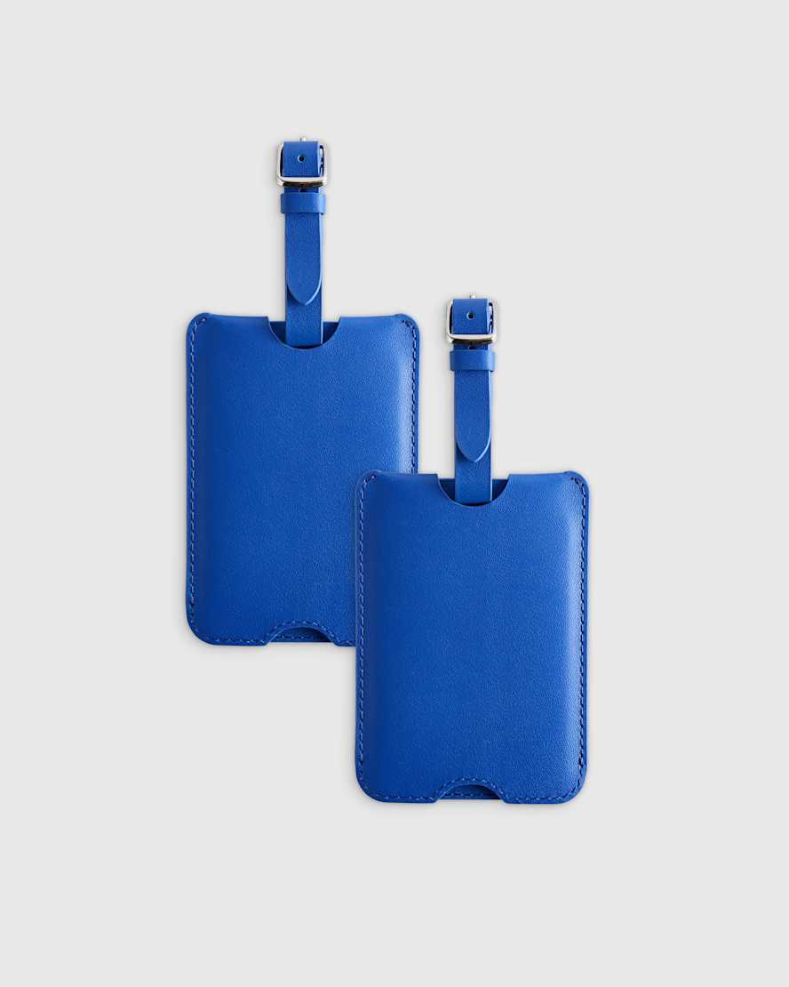 Cobalt Blue Nappa Leather Luggage Tag (2-Pack)