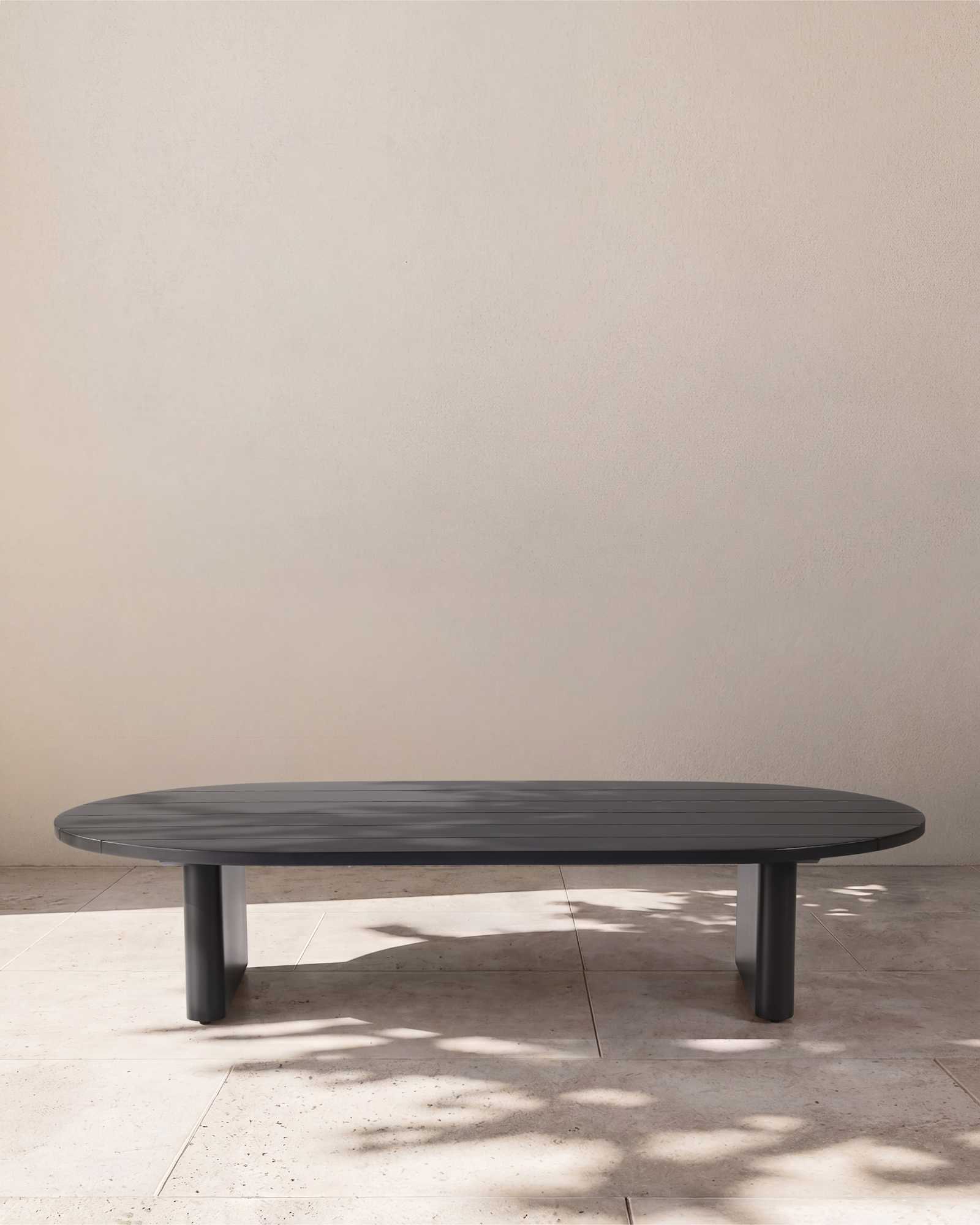 Dark Charcoal Curved Powder-Coated Aluminum Outdoor Coffee Table