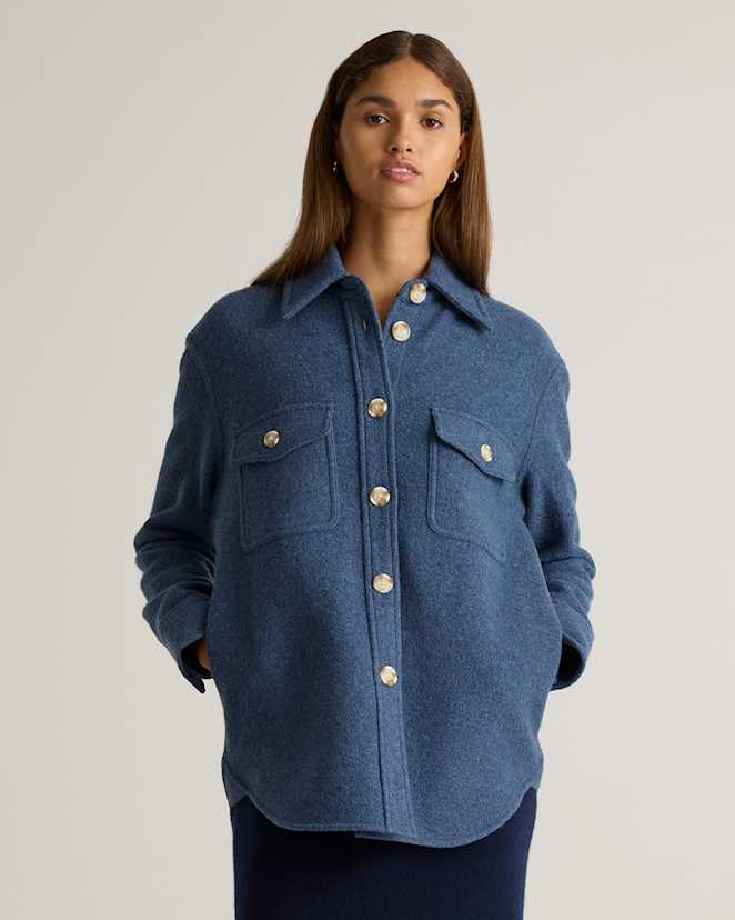 Denim Blue Melange Surchemise 100 % laine mérinos