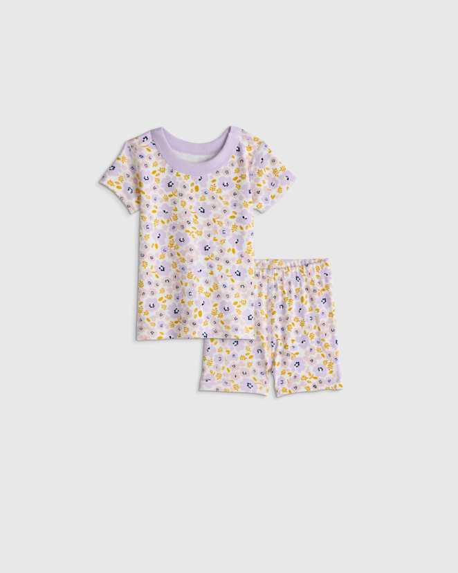 Purple Poppy Floral 100% Organic Cotton Short Sleeve and Shorts Pajama Set