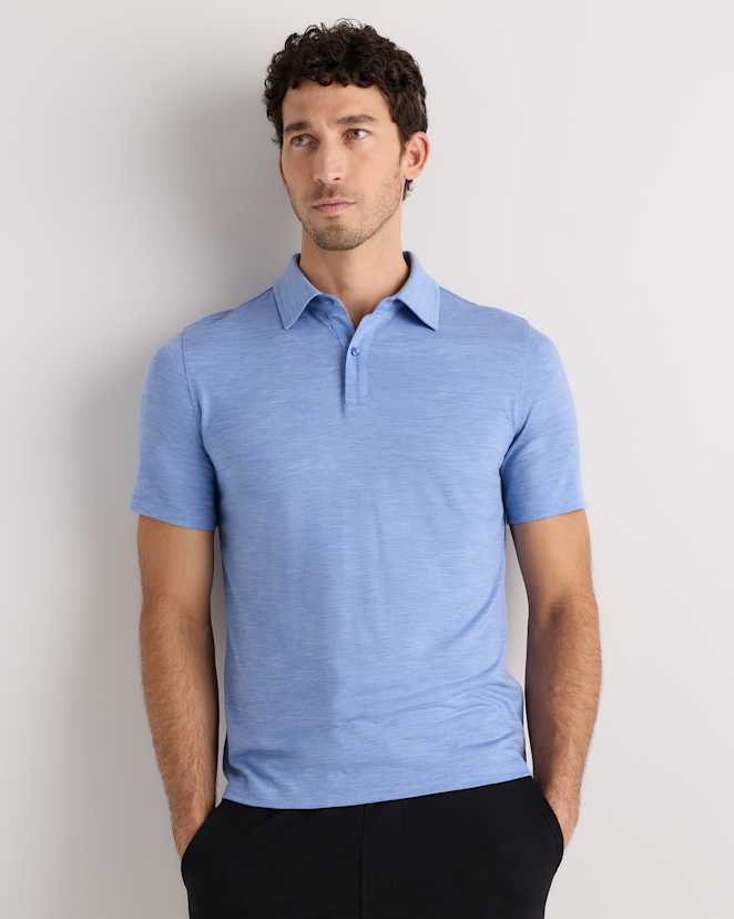 Heather Blue Extra-Fine Australian Merino Polo