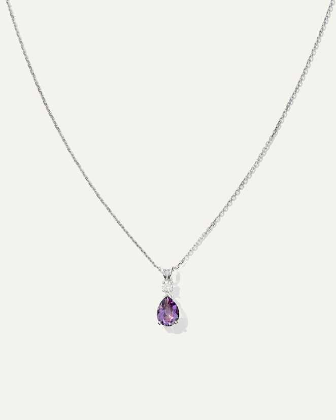 White Gold 14K Gold Diamond & Semi-Precious Gemstone Drop Necklace