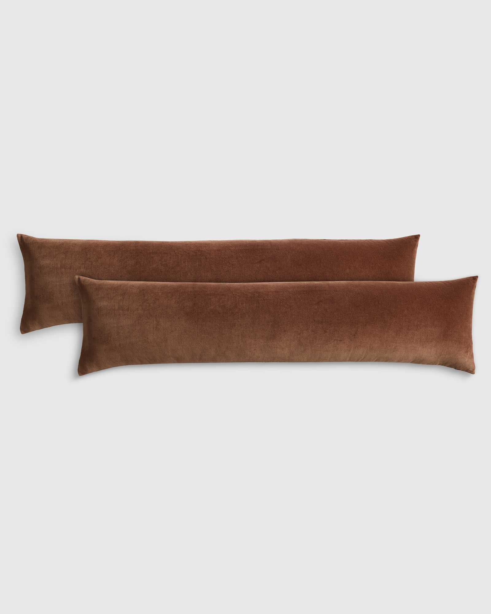 chestnut Cotton Velvet Oversized Lumbar Pillow Cover (Set of 2)