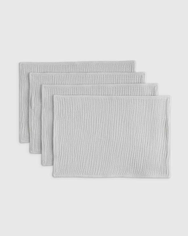Light Grey Sets de table en gaze de coton biologique