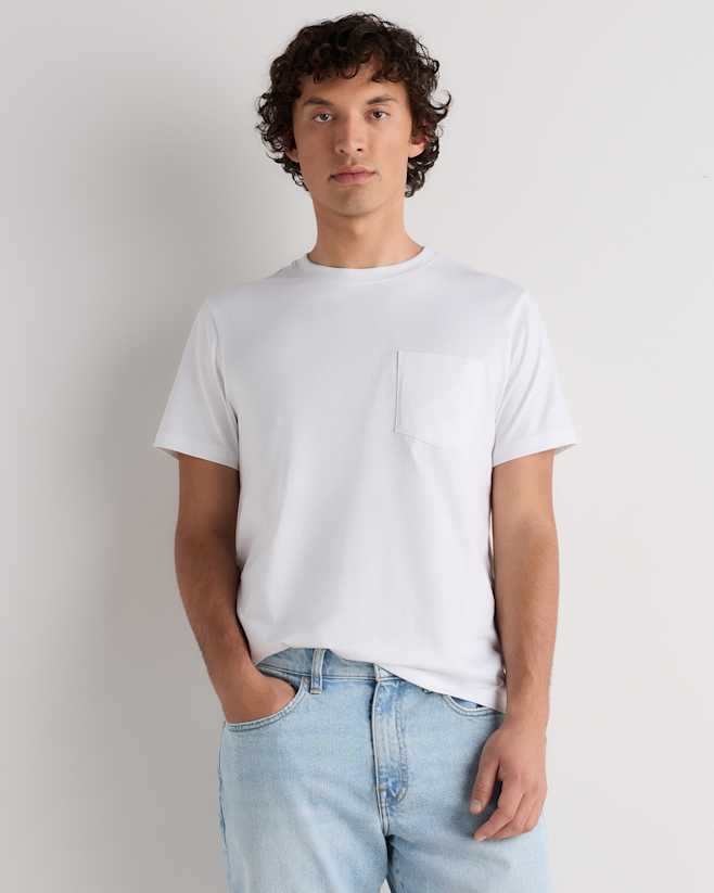 White 100% Pima Cotton Luxe Touch Pocket Tee