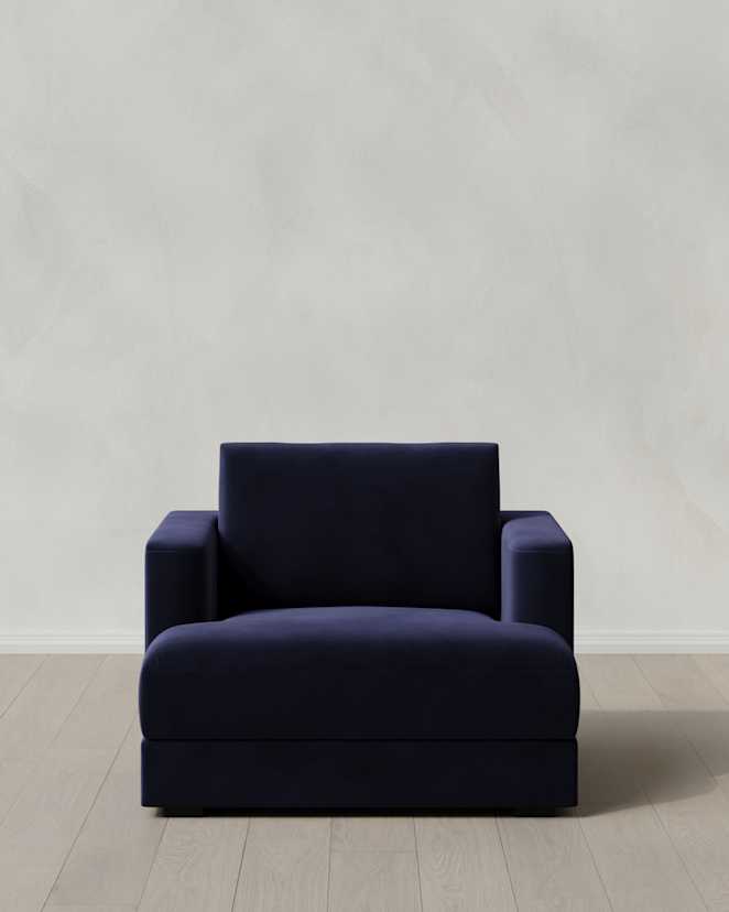 Midnight Sierra Curved Arm Accent Chair in Performance Velvet