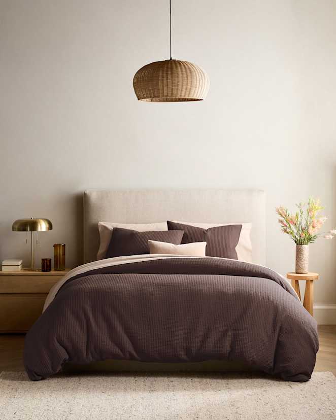 Espresso Organic Luxe Honeycomb Duvet Cover Set