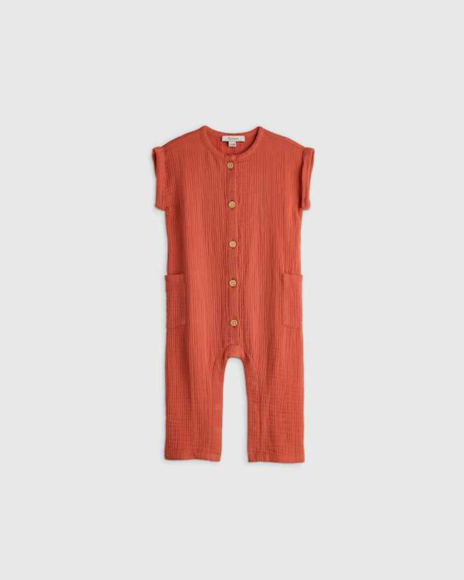 Spiced Orange 100% Organic Cotton Gauze Romper