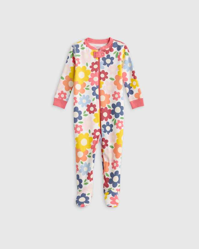 Pop Floral 100% Organic Cotton Footie Pajama