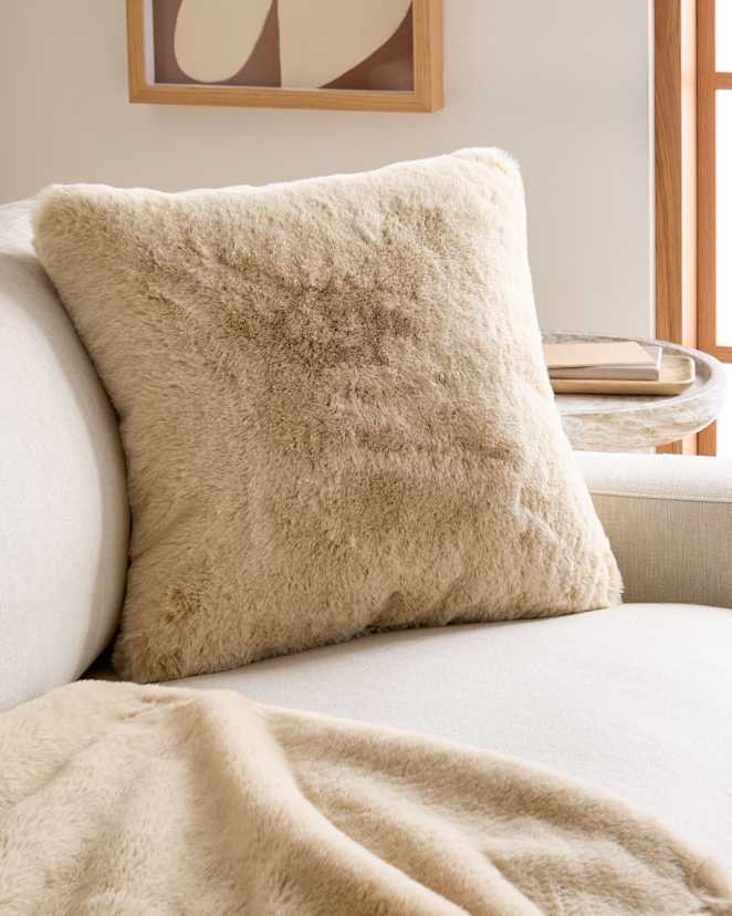 Champagne Luxury Faux Fur Pillow Cover