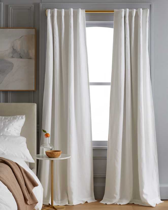 White European Linen Room Darkening Curtain