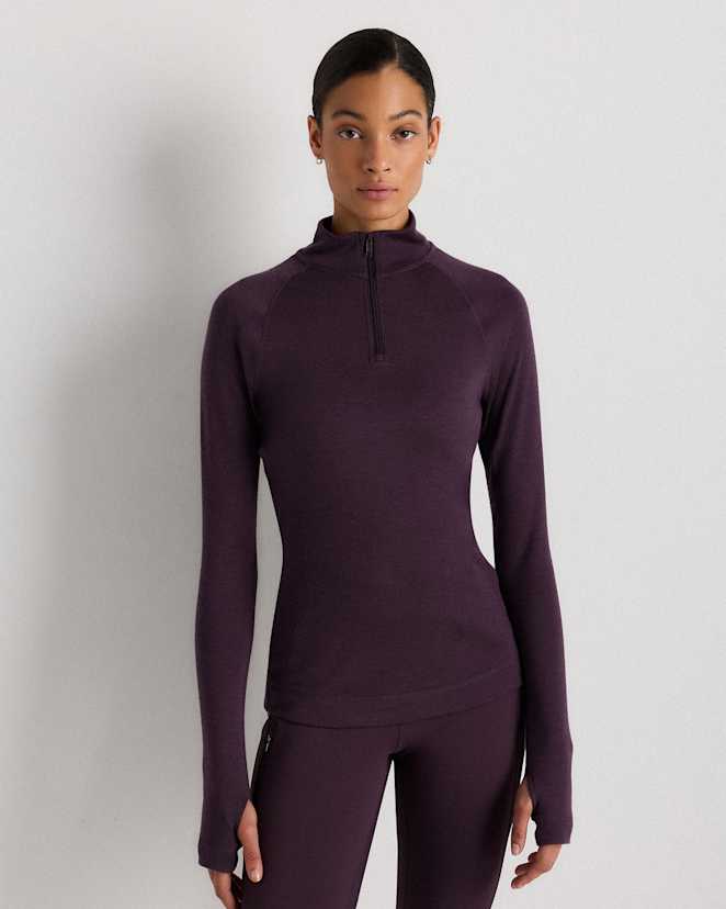 Deep Orchid Purple 100% Merino Wool Cold Weather Base Layer 1/4 Zip