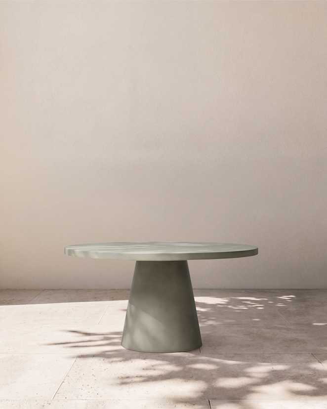 Grey Concrete Pedestal Indoor/Outdoor Dining Table