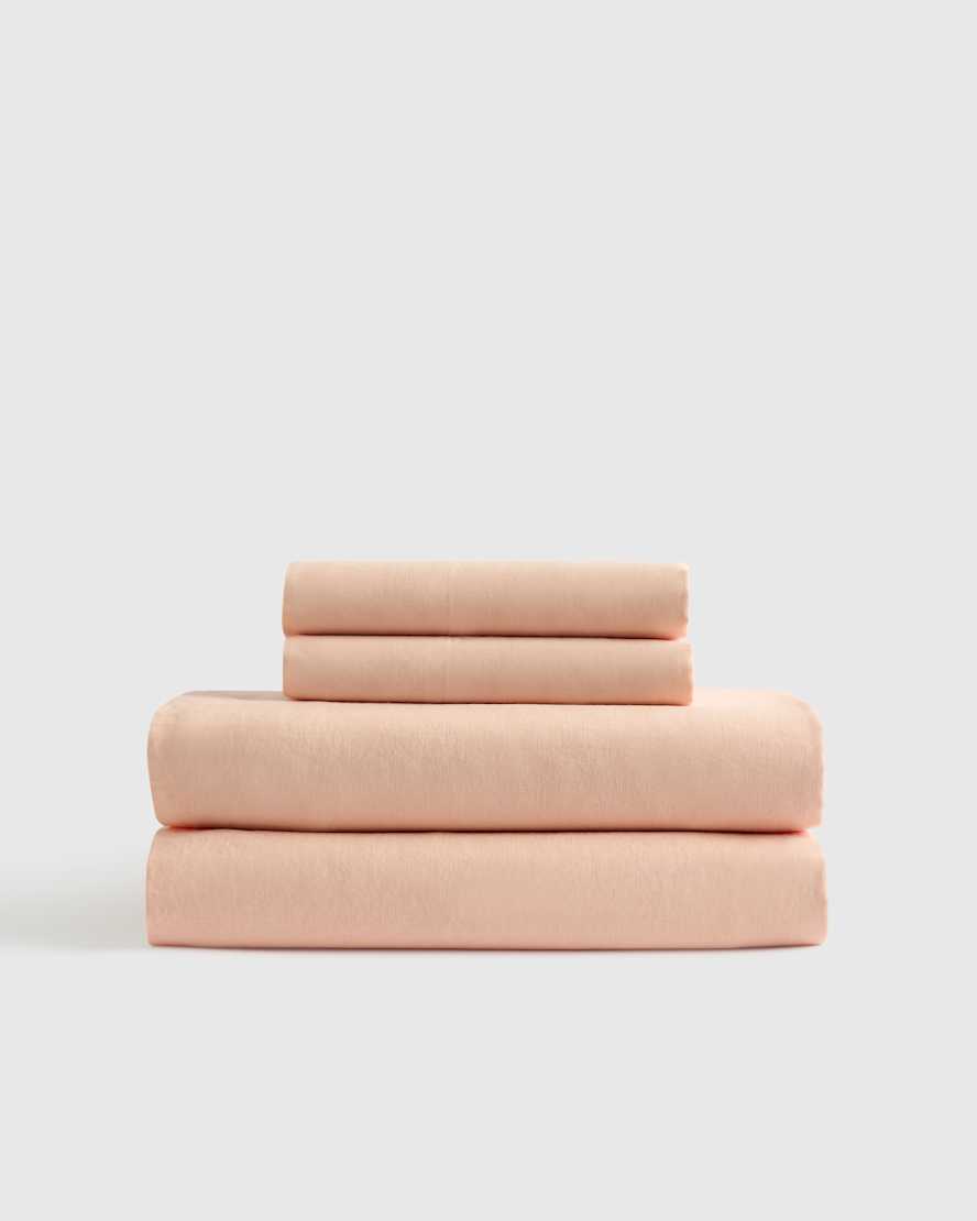 Peach European Linen Sheet Set