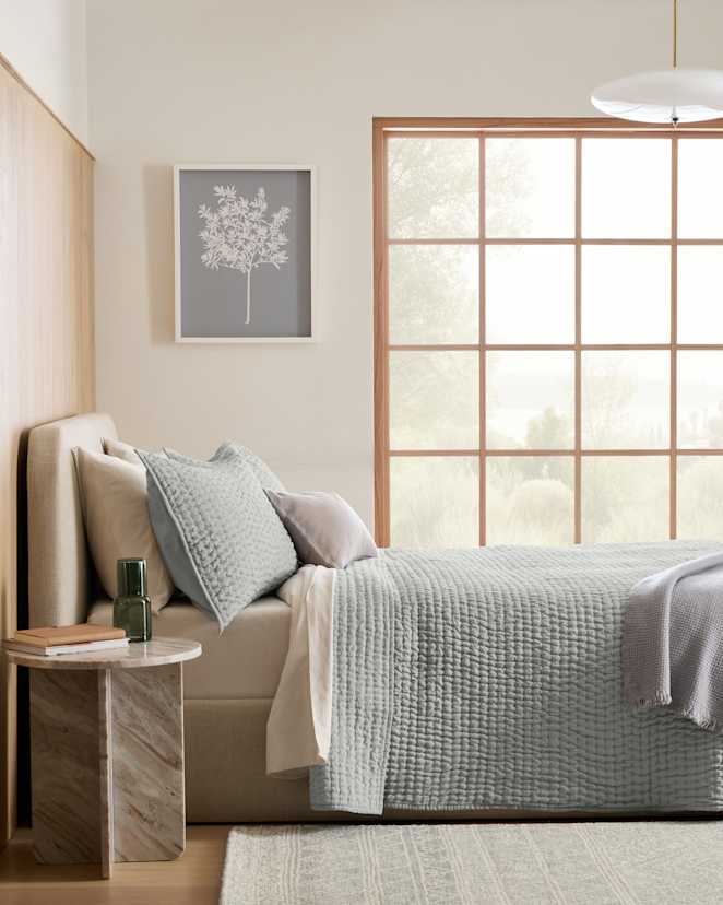 Mist European Linen Cotton Stitch Quilt