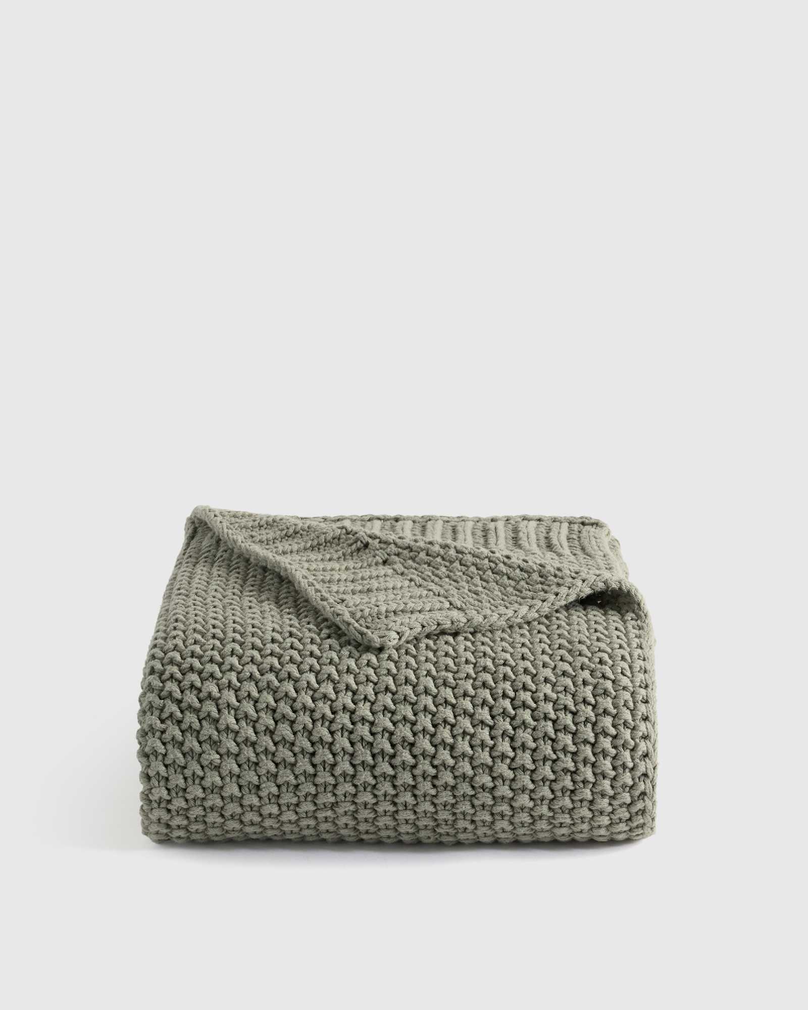 Dried Sage Cotton Fisherman Throw