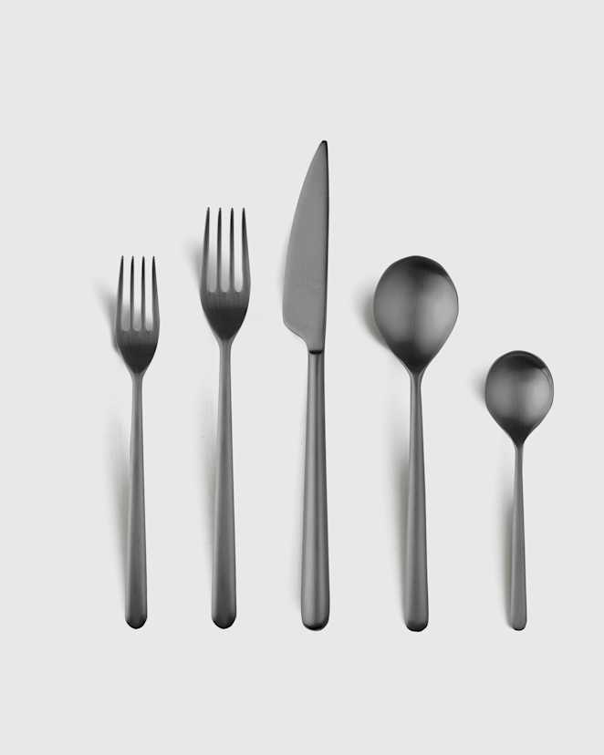 Brushed Black Linea Flatware 20-Pc Set by Mepra