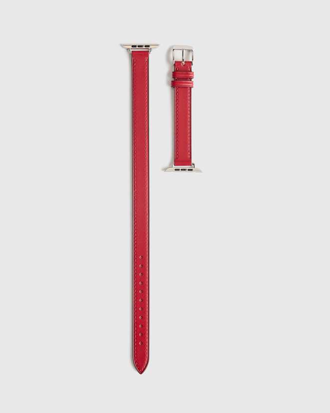 Red Leather Double Wrap Smartwatch Band