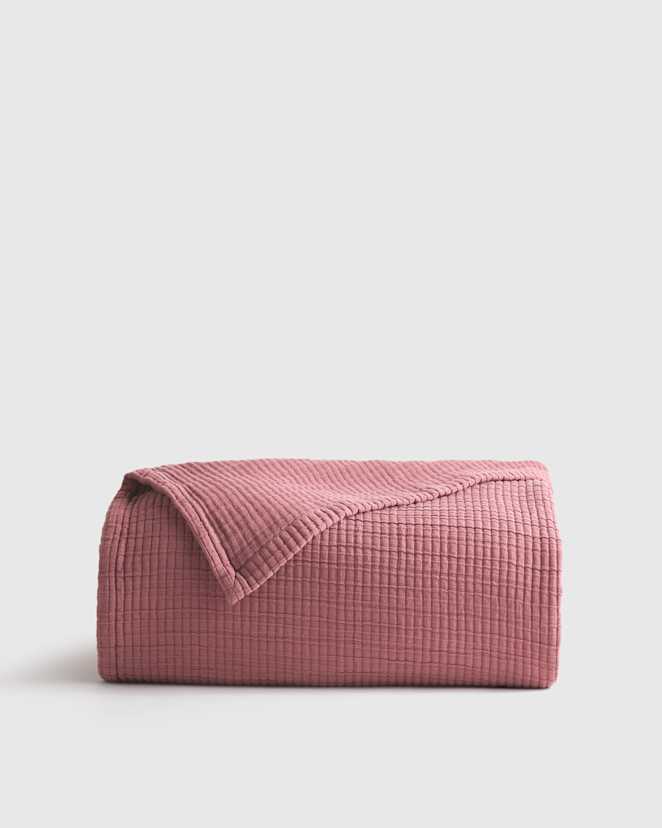 Plum Organic Ribbed Cotton Coverlet