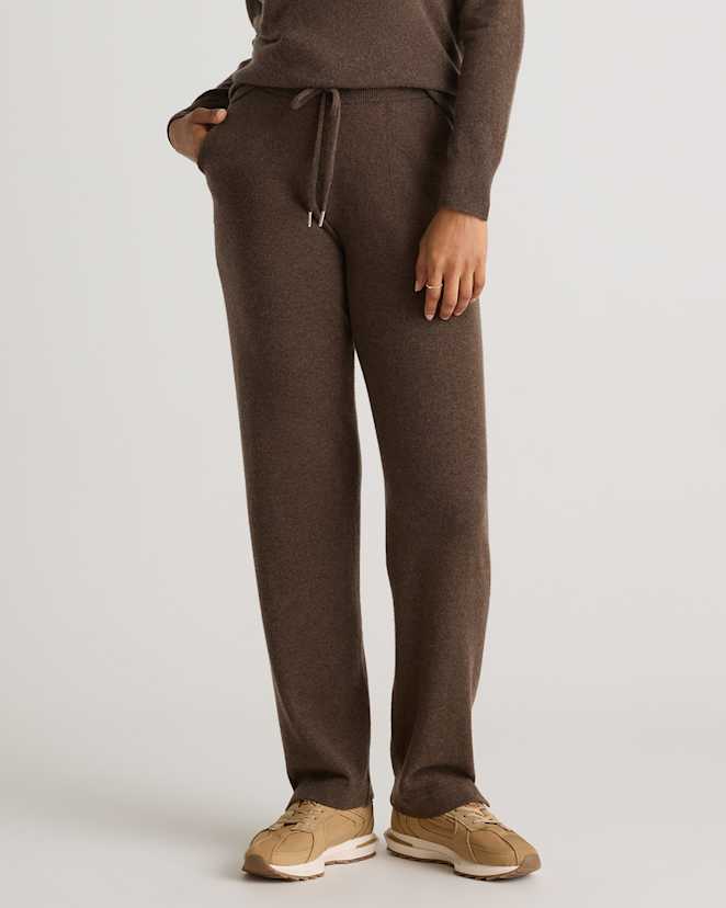 Brown Mongolian Cashmere Straight Leg Pants
