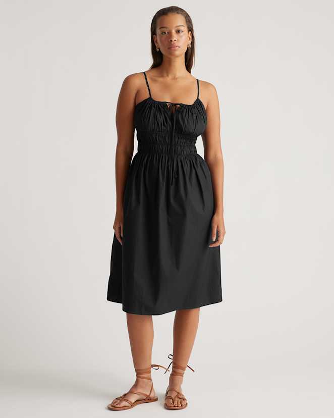 Black 100% Organic Cotton Keyhole Midi Dress