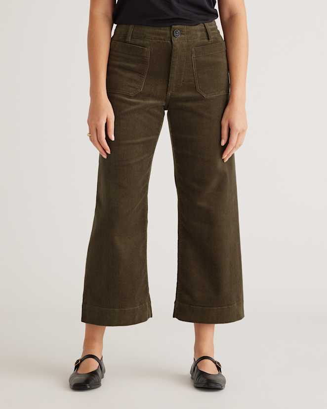 Seaweed Organic Stretch Corduroy Cropped Wide Leg Pants