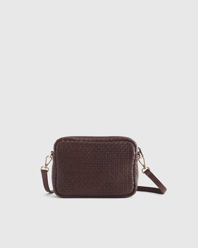 Dark Brown Italian Leather Handwoven Crossbody