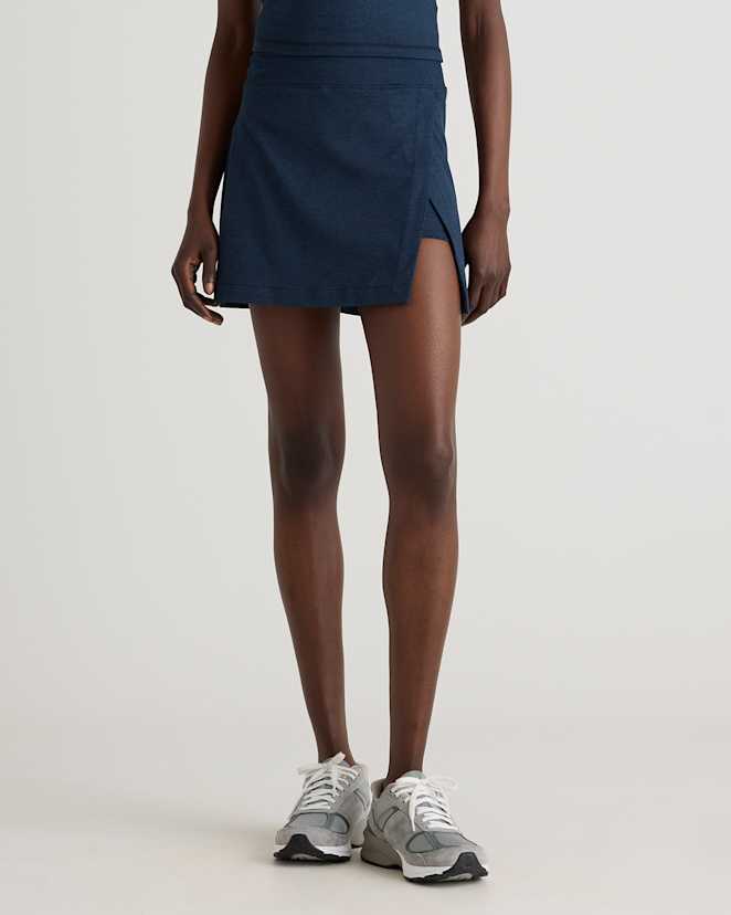 Heather Navy Ultra-Soft Side Slit Skort