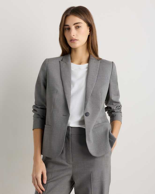 Grey Melange Italian Wool Tailored Blazer