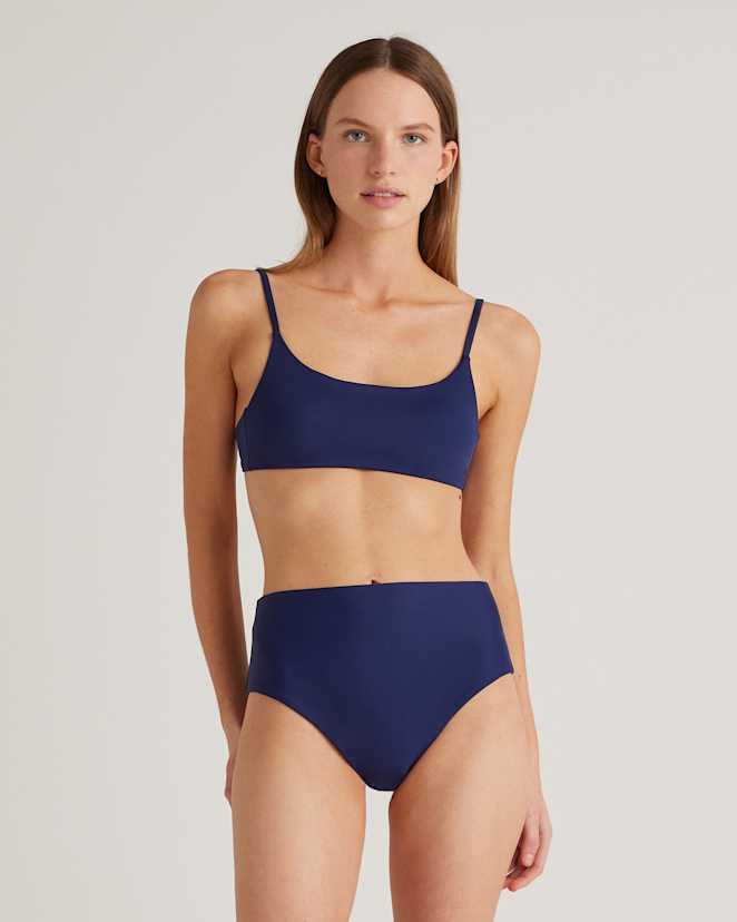Deep Navy Italian Scoop Neck Bikini Top