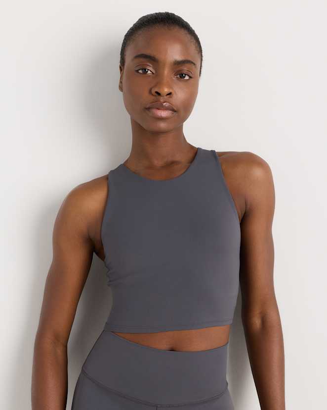 Dark Coal Ultra-Form High-Neck Cropped Tank
