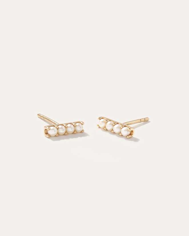 Yellow Gold 14K Gold Fresh Water Pearl Bar Studs