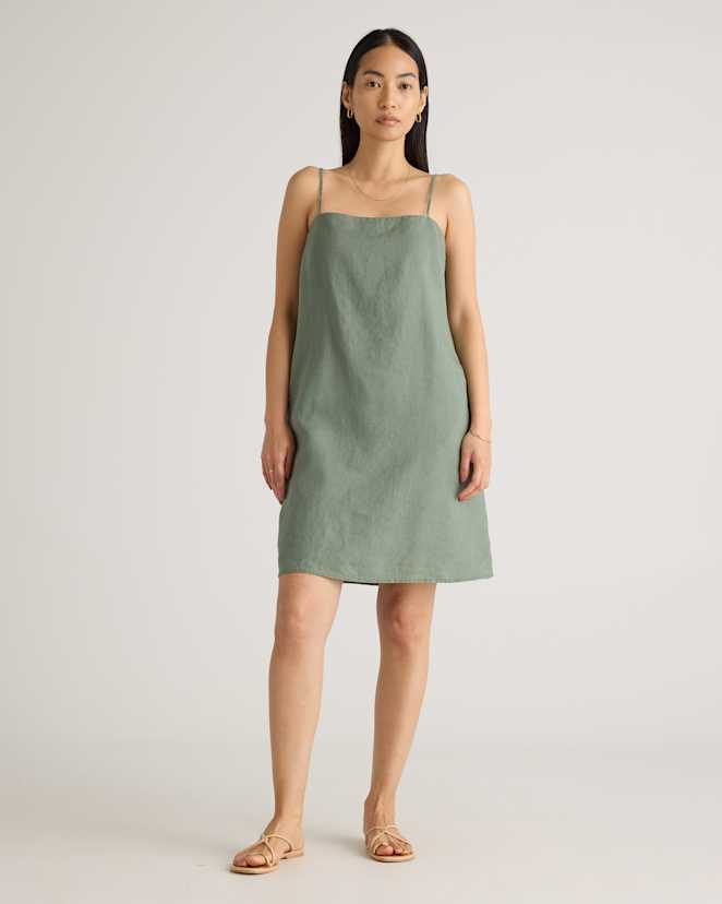 Light Cargo 100% European Linen Spaghetti Strap Mini Dress