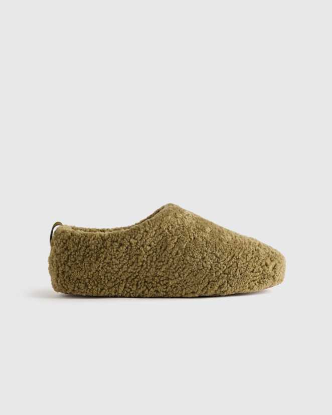 Military Olive Men's Genuine Shearling Lounge Slipper