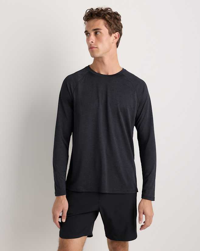 Heather Black Mesh Performance Training Long Sleeve Tee